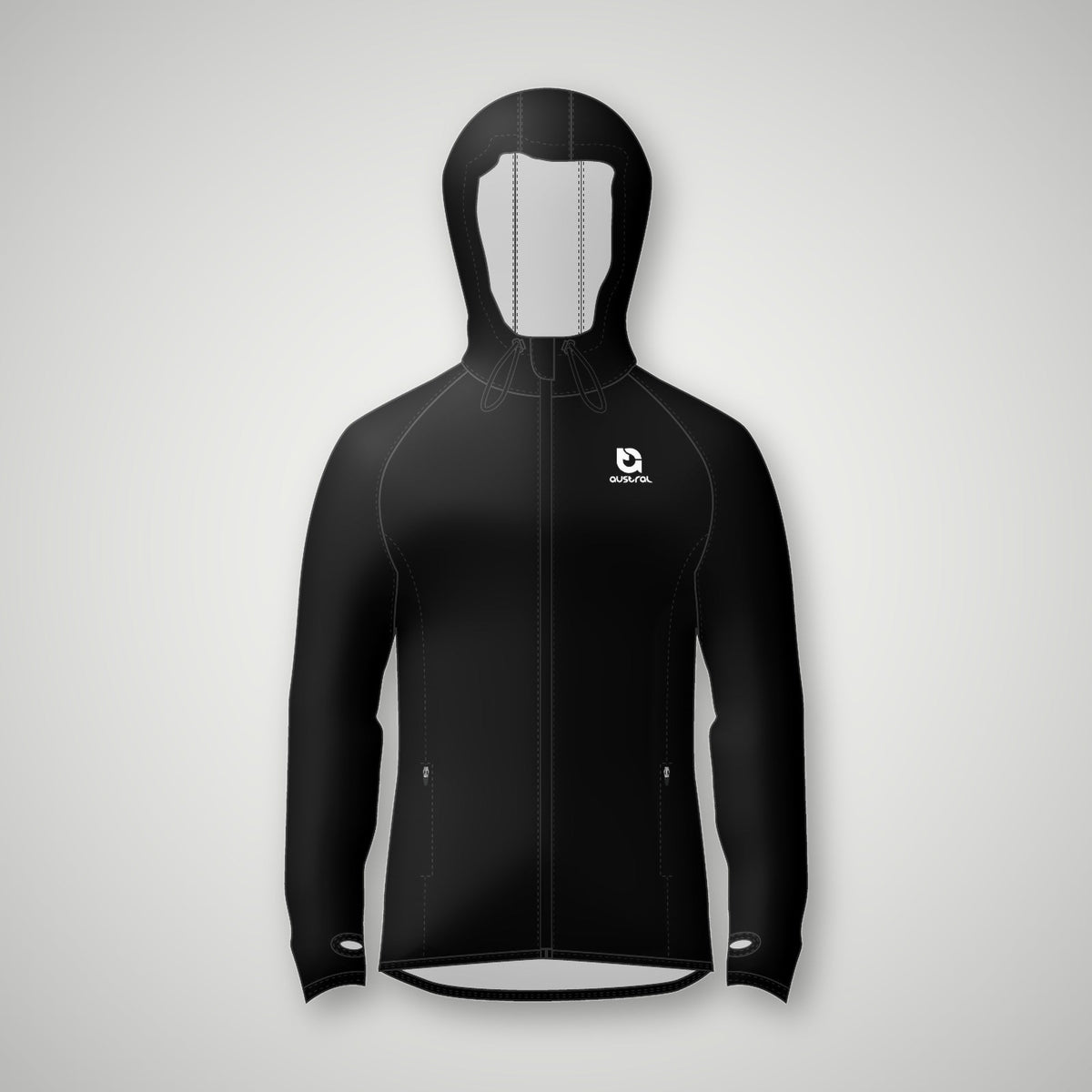 Austral Black Hooded Windbreaker Jacket