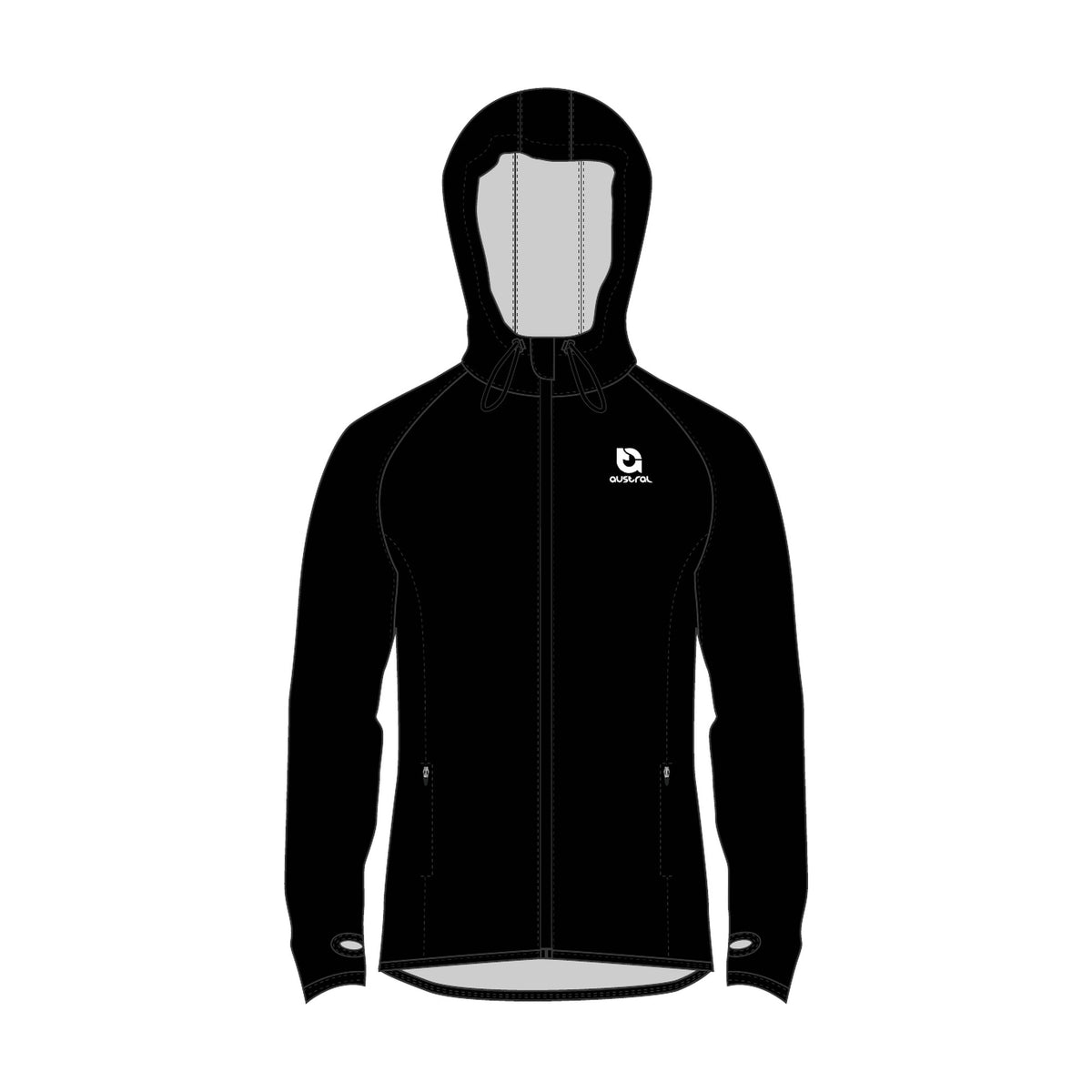 Austral Black Hooded Windbreaker Jacket